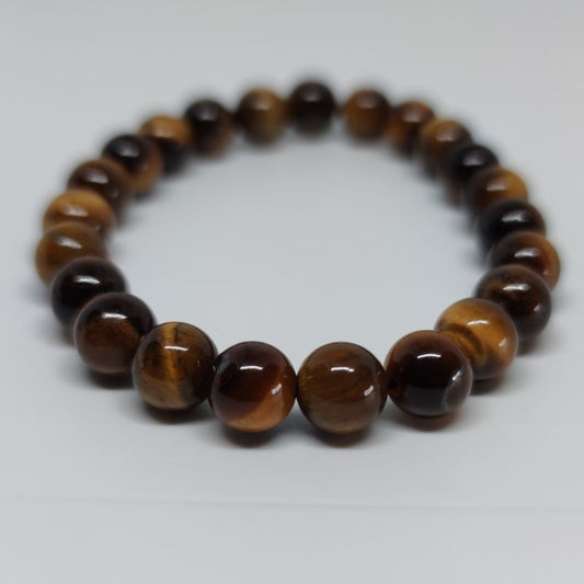 Tiger's Eye Round Bead Crystal Bracelet - Rivendell Shop