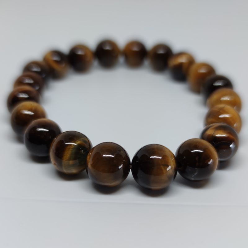 Tiger's Eye Round Bead Crystal Bracelet - Rivendell Shop
