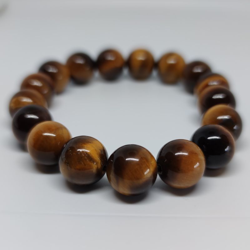Tiger's Eye Round Bead Crystal Bracelet - Rivendell Shop
