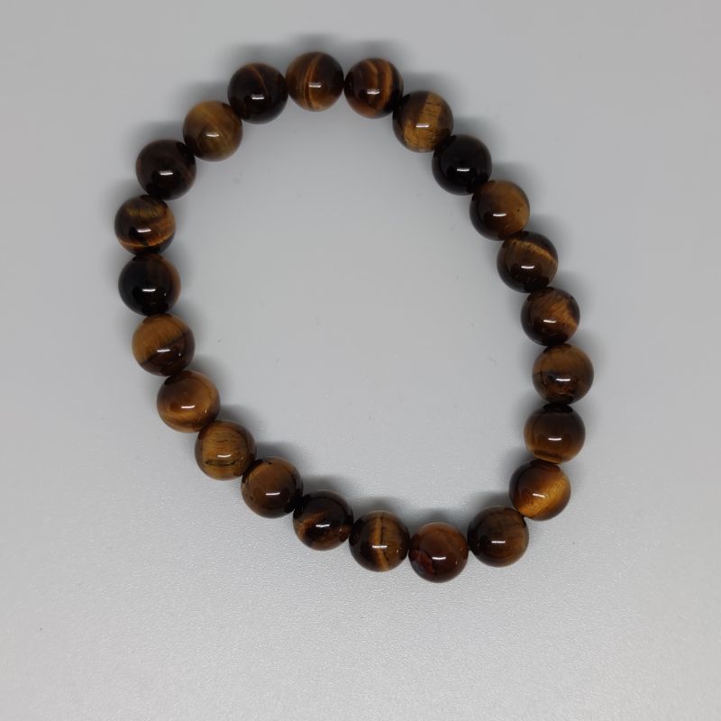 Tiger's Eye Round Bead Crystal Bracelet - Rivendell Shop