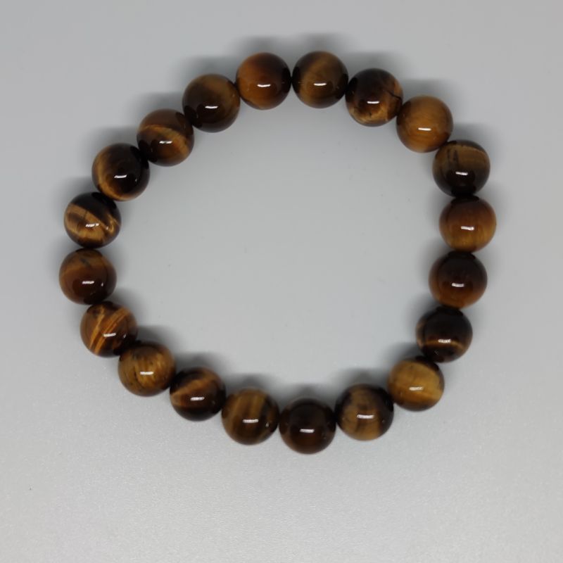 Tiger's Eye Round Bead Crystal Bracelet - Rivendell Shop