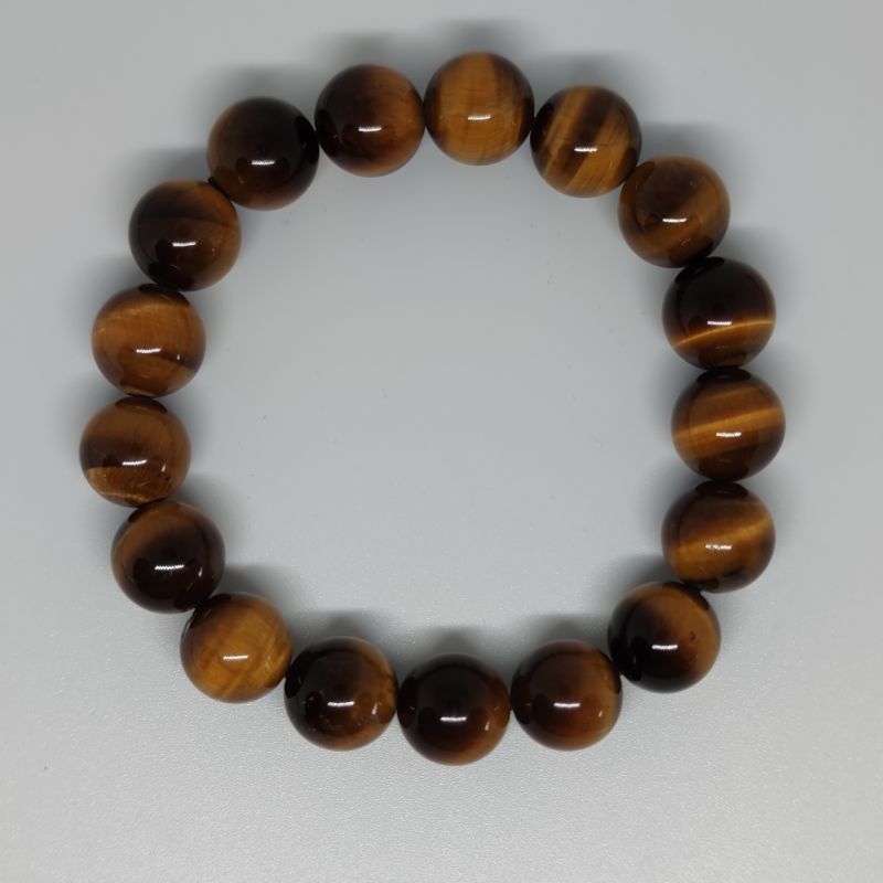 Tiger's Eye Round Bead Crystal Bracelet - Rivendell Shop