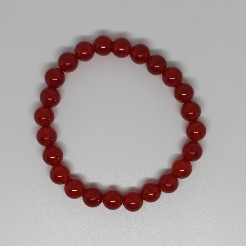 Carnelian Round Bead Crystal Bracelet - Rivendell Shop