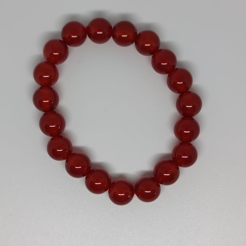 Carnelian Round Bead Crystal Bracelet - Rivendell Shop