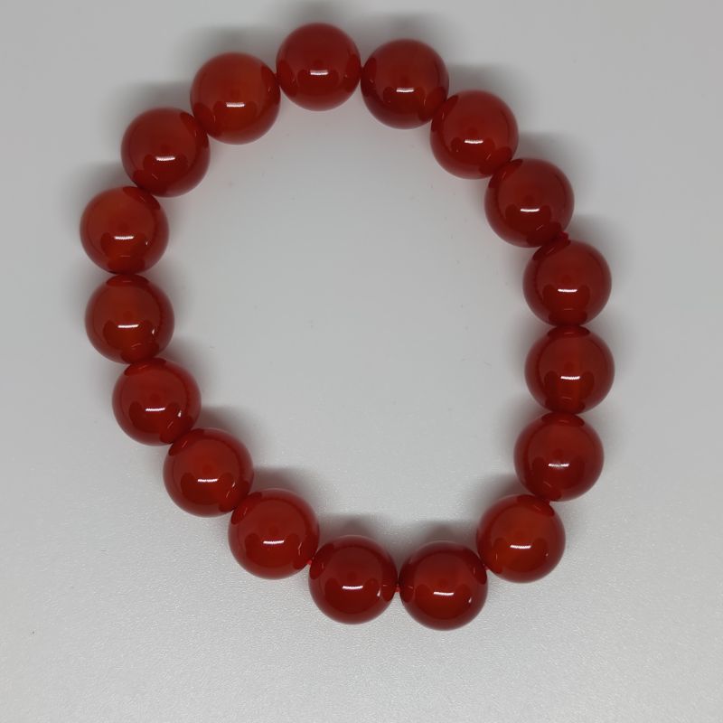 Carnelian Round Bead Crystal Bracelet - Rivendell Shop