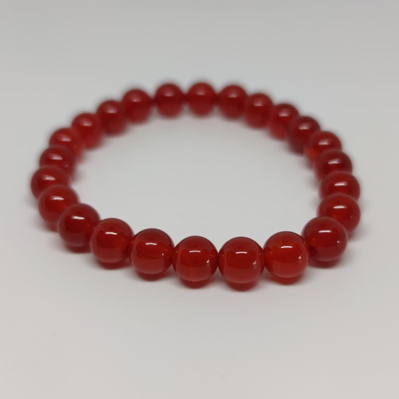 Carnelian Round Bead Crystal Bracelet - Rivendell Shop