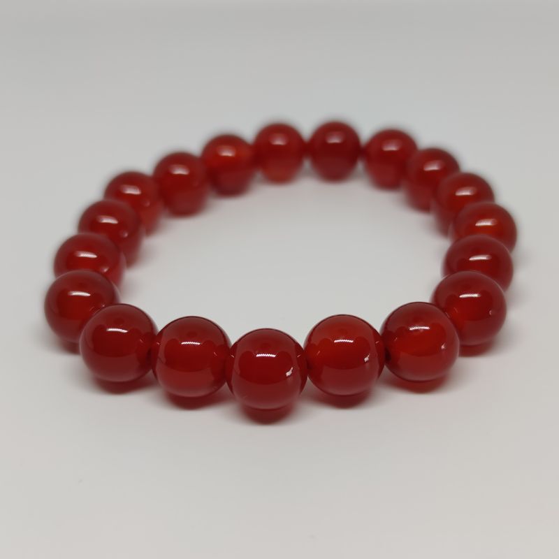 Carnelian Round Bead Crystal Bracelet - Rivendell Shop