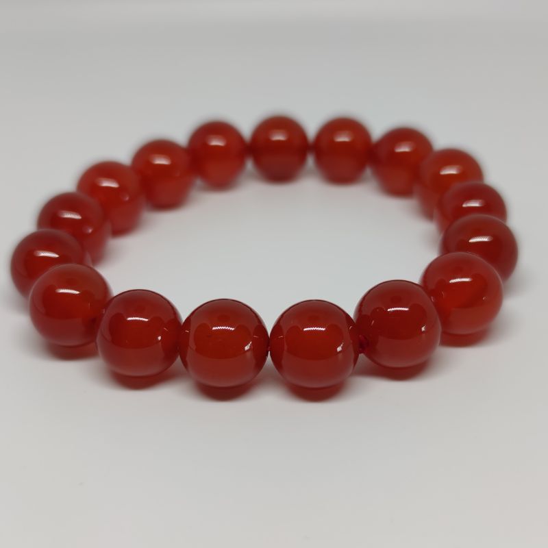 Carnelian Round Bead Crystal Bracelet - Rivendell Shop