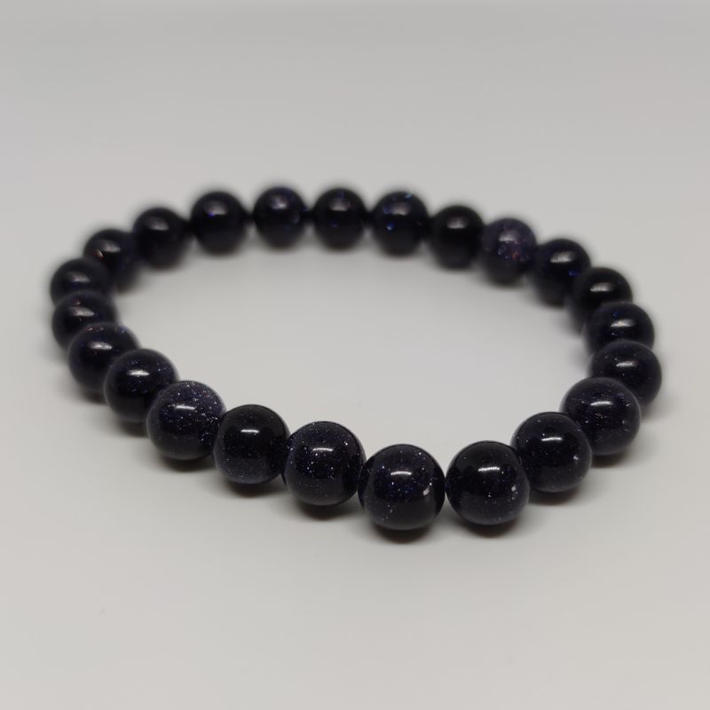 Blue Goldstone Round Bead Crystal Bracelet - Rivendell Shop