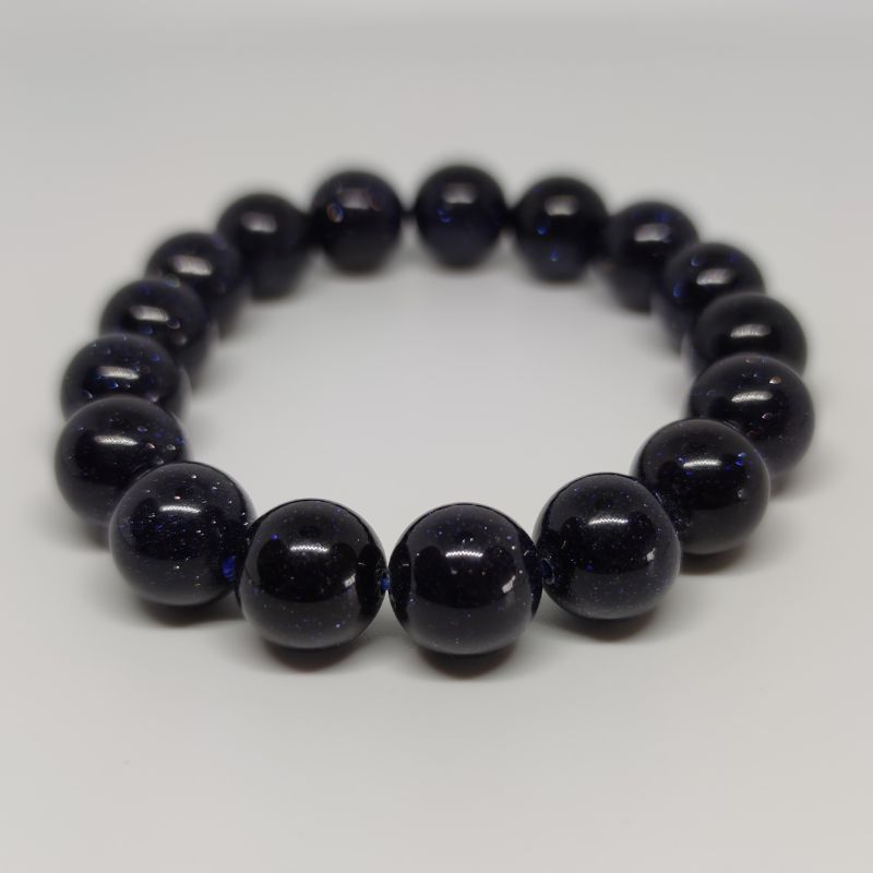 Blue Goldstone Round Bead Crystal Bracelet - Rivendell Shop