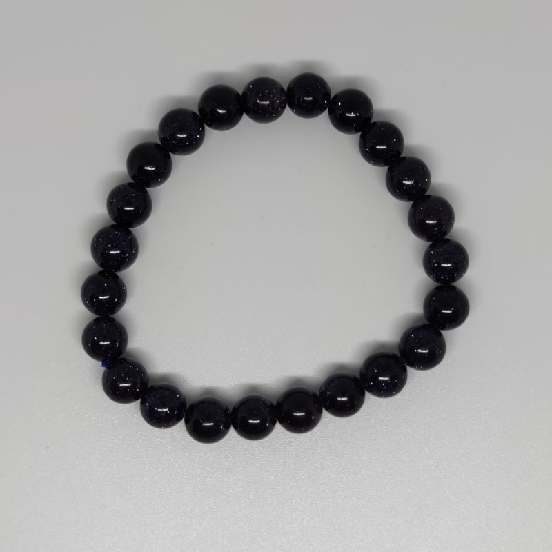 Blue Goldstone Round Bead Crystal Bracelet - Rivendell Shop