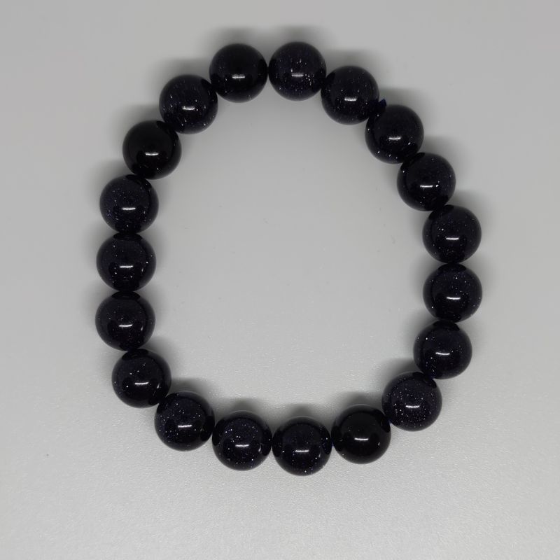 Blue Goldstone Round Bead Crystal Bracelet - Rivendell Shop