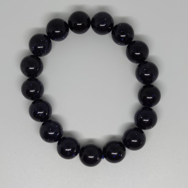 Blue Goldstone Round Bead Crystal Bracelet - Rivendell Shop