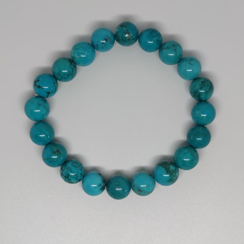 Turquoise Round Bead Crystal Bracelet - Rivendell Shop