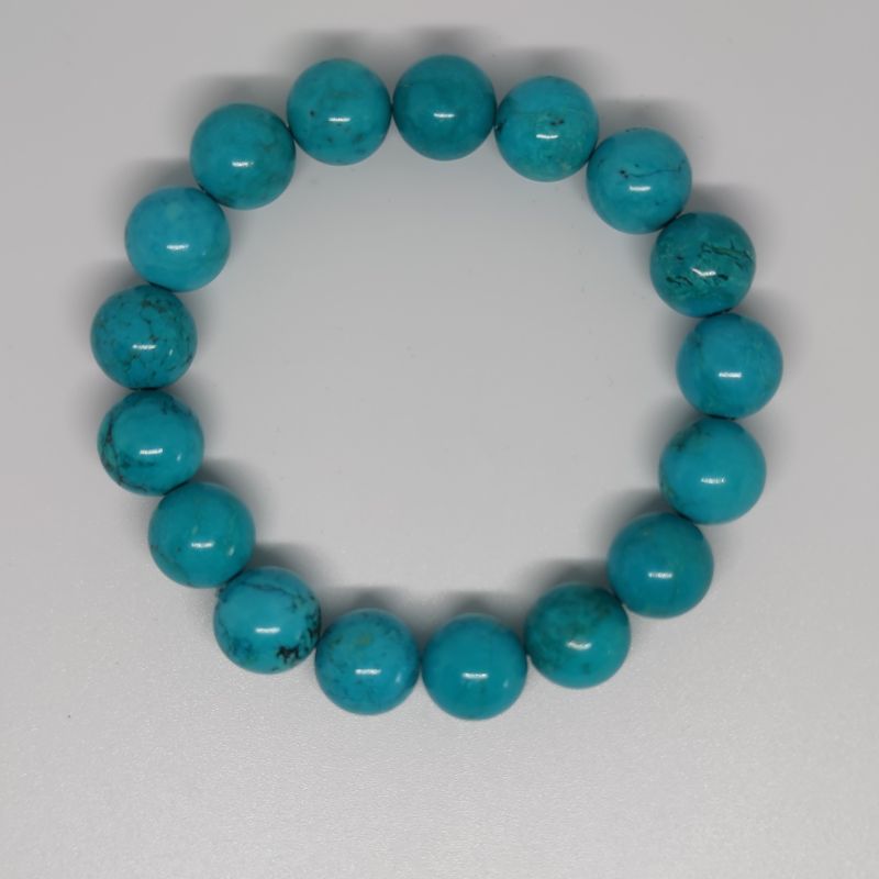 Turquoise Round Bead Crystal Bracelet - Rivendell Shop