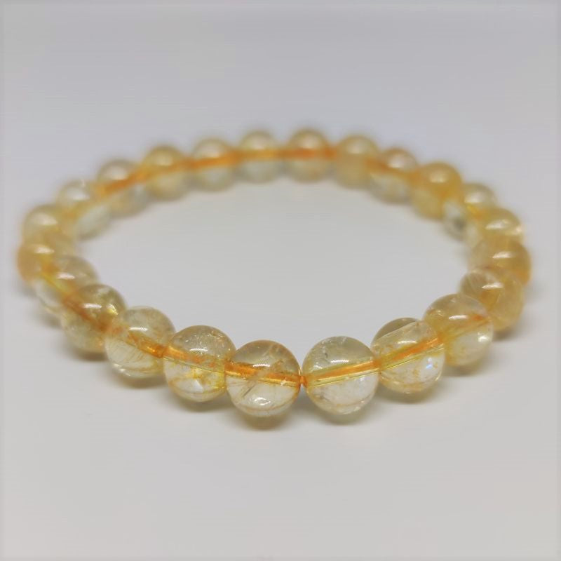Citrine Round Bead Crystal Bracelet - Rivendell Shop