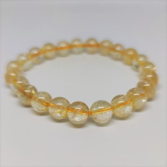 Citrine Round Bead Crystal Bracelet - Rivendell Shop