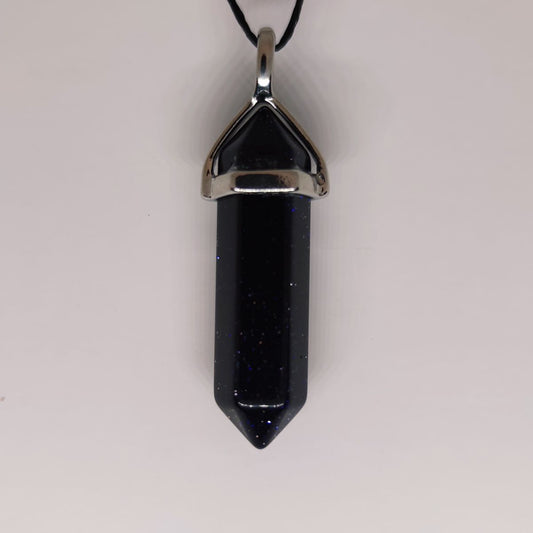 Blue Goldstone Crystal Point Pendant - Rivendell Shop