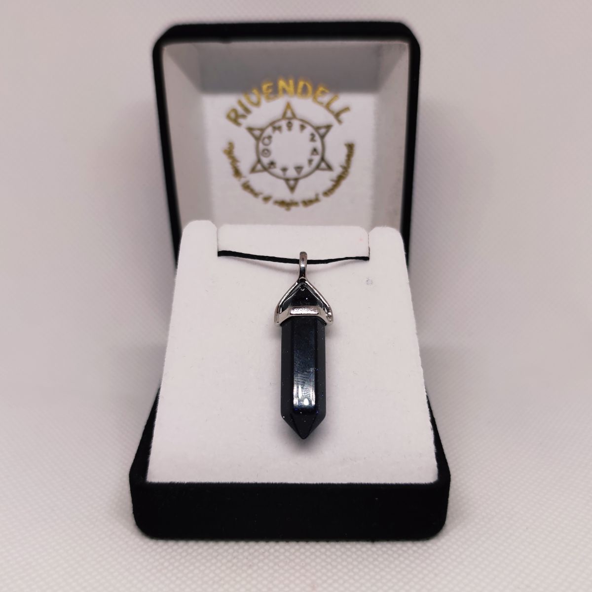 Blue Goldstone Crystal Point Pendant - Rivendell Shop