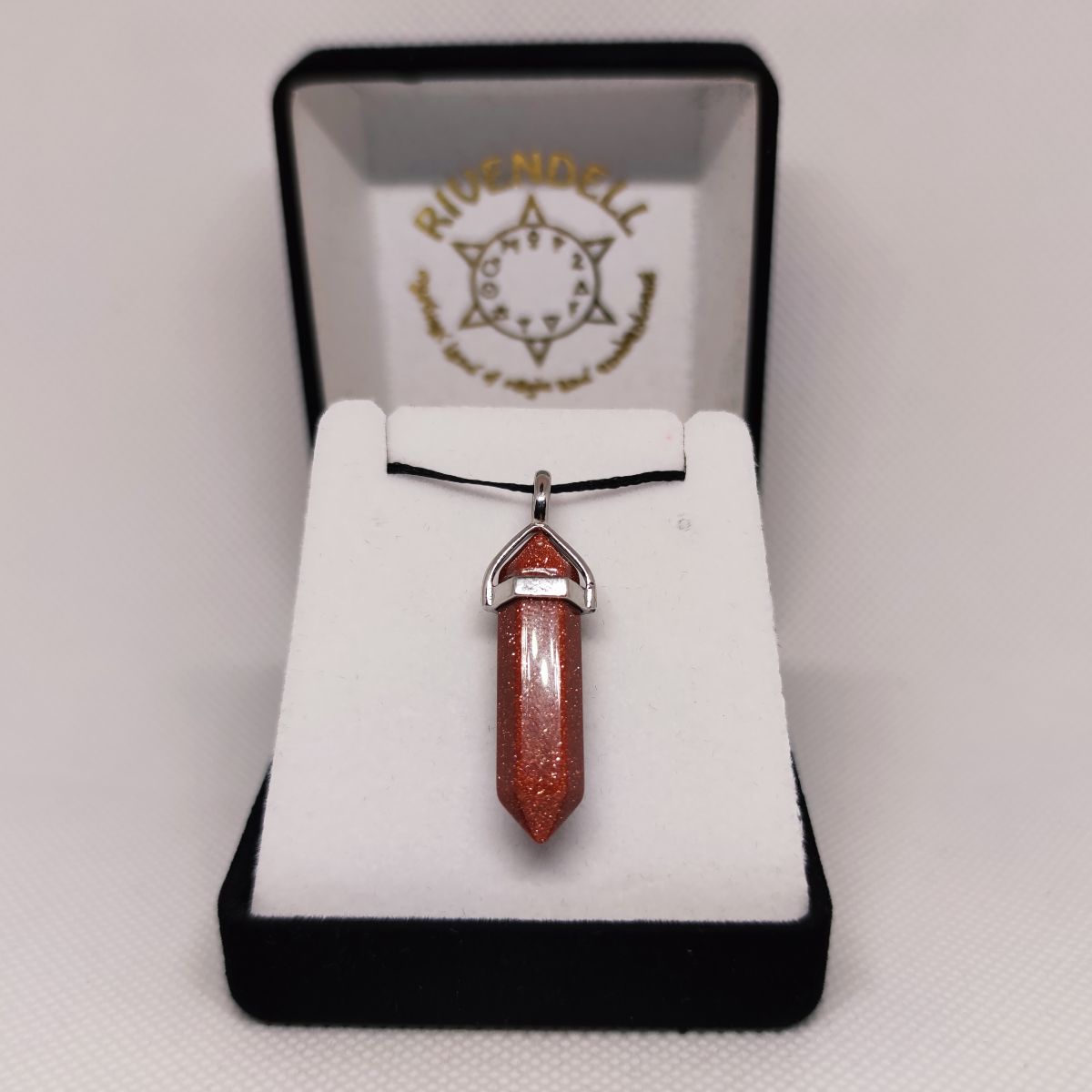 Goldstone Crystal Point Pendant - Rivendell Shop