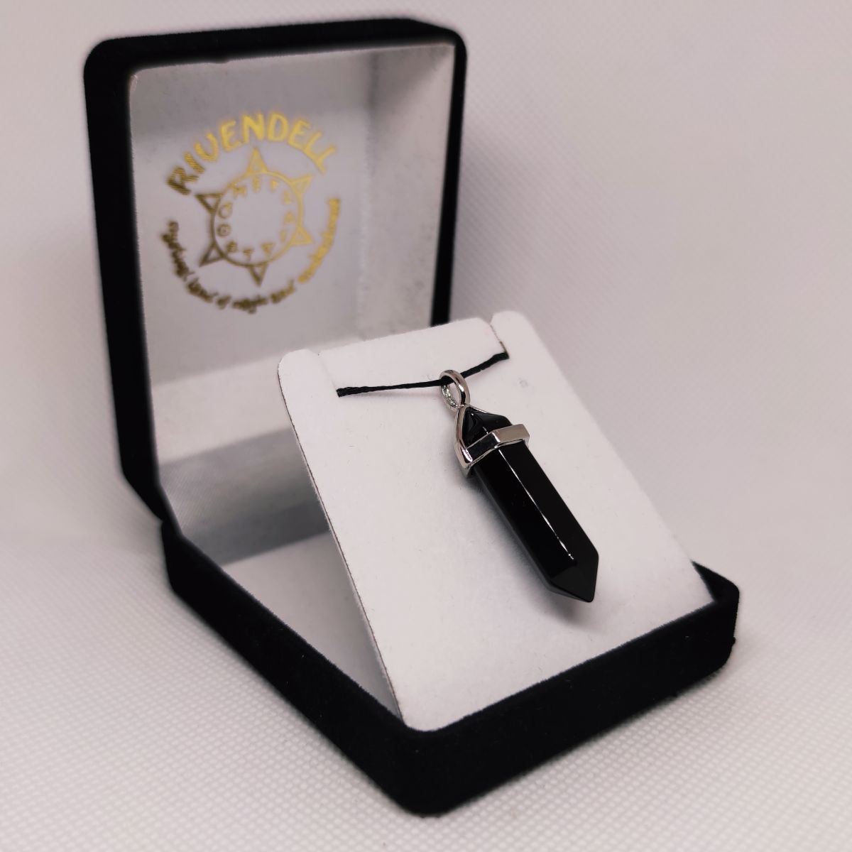 Black Obsidian Crystal Point Pendant - Rivendell Shop