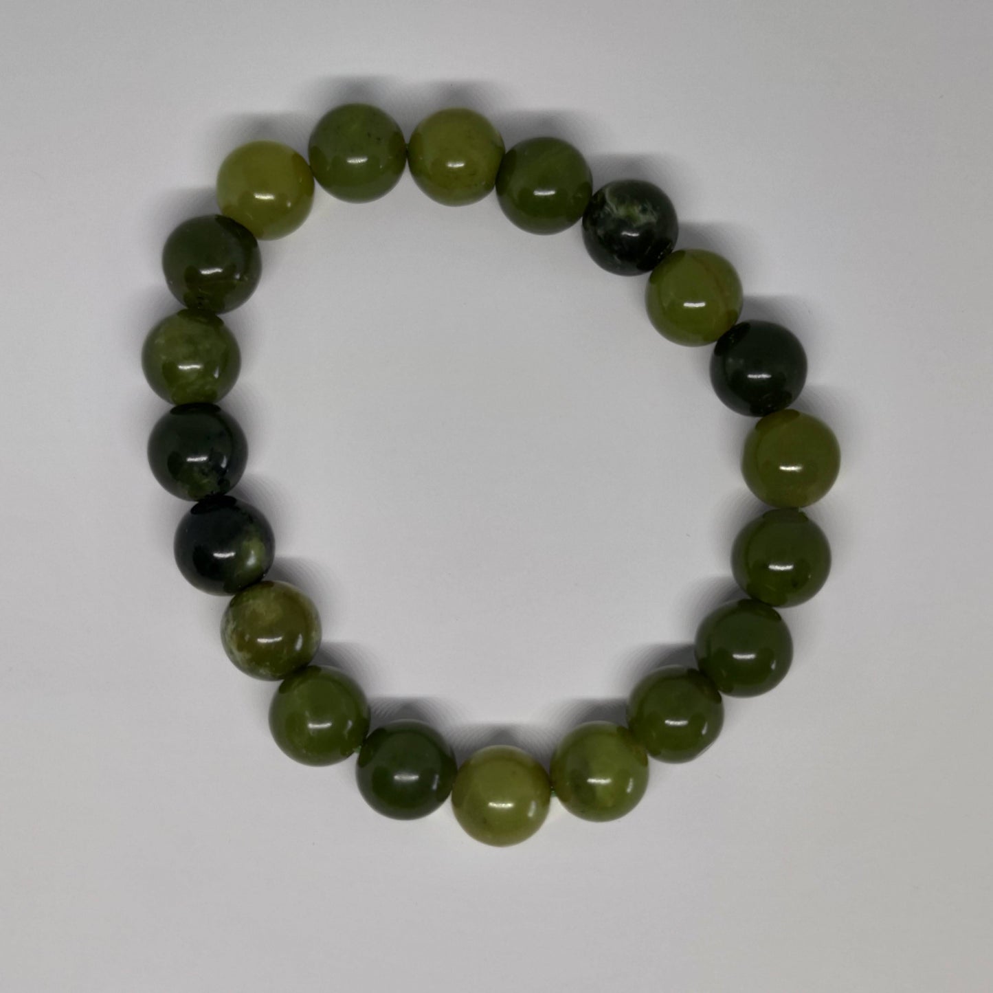 Green Jade Round Bead Crystal Bracelet - Rivendell Shop