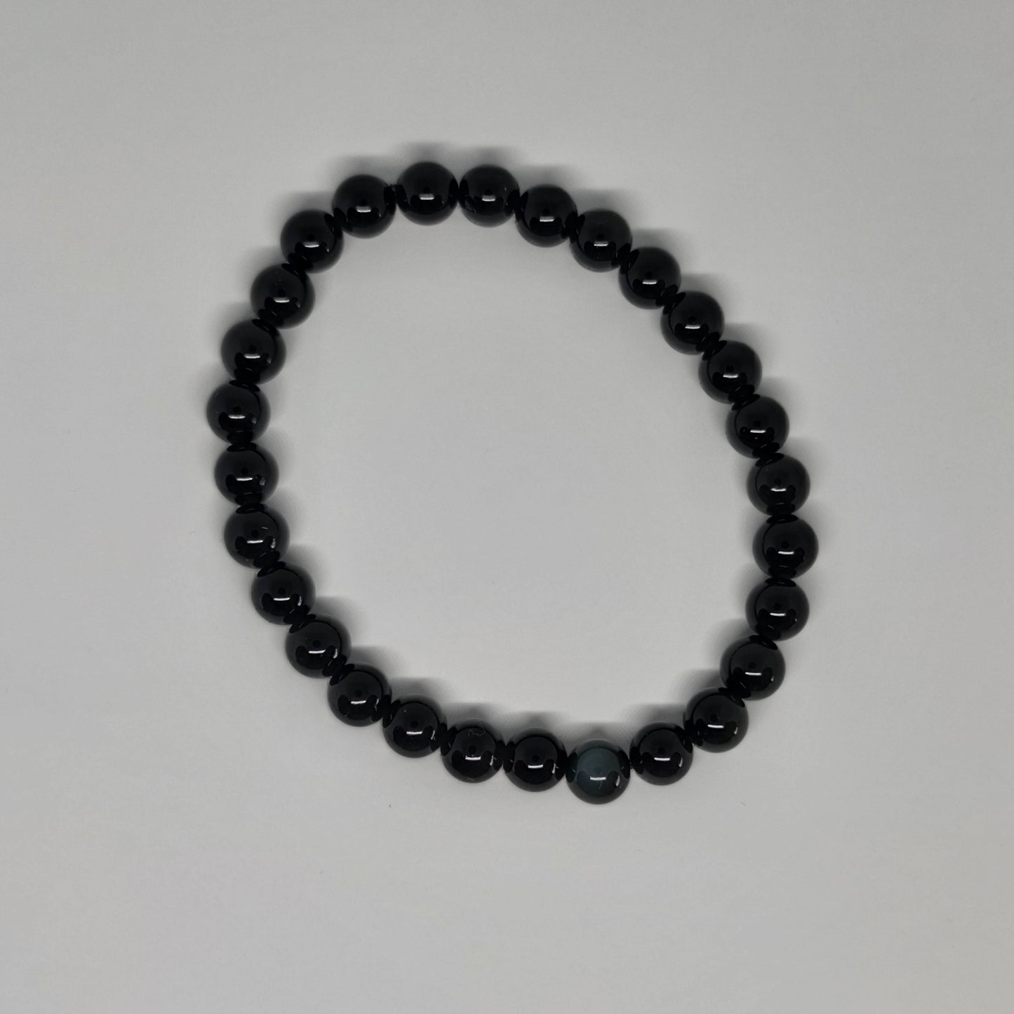 Black Obsidian Round Bead Crystal Bracelet - Rivendell Shop