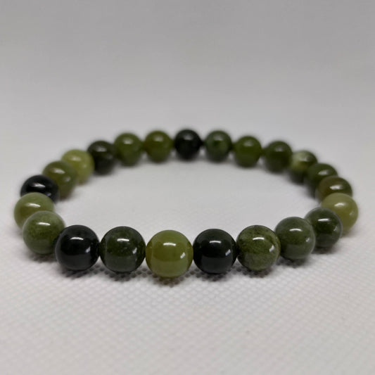 Green Jade Round Bead Crystal Bracelet - Rivendell Shop