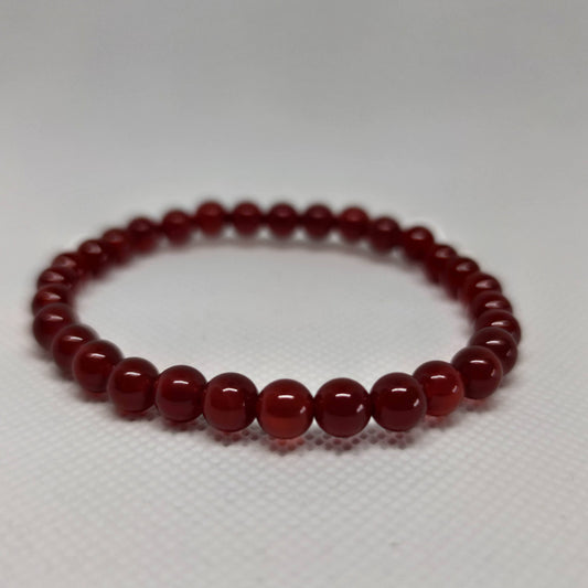 Carnelian Round Bead Crystal Bracelet - Rivendell Shop