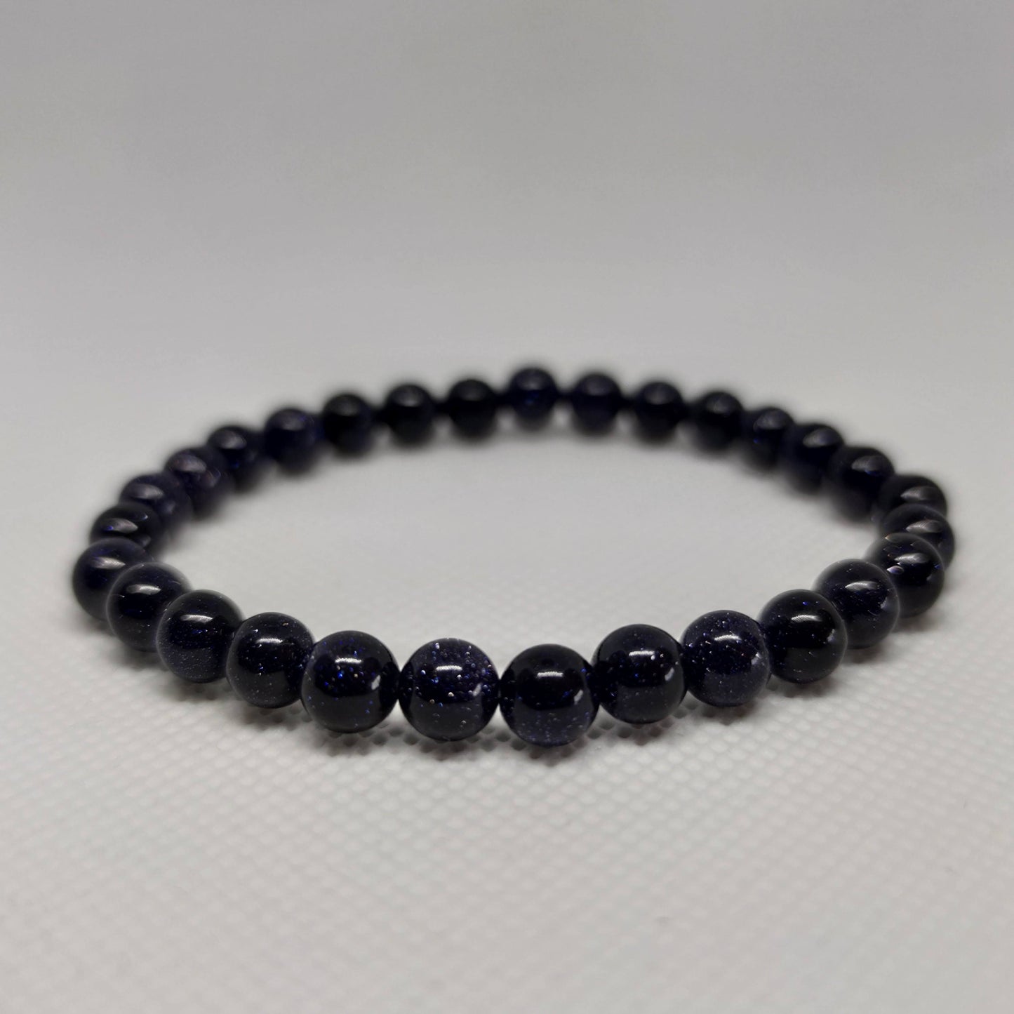 Blue Goldstone Round Bead Crystal Bracelet - Rivendell Shop