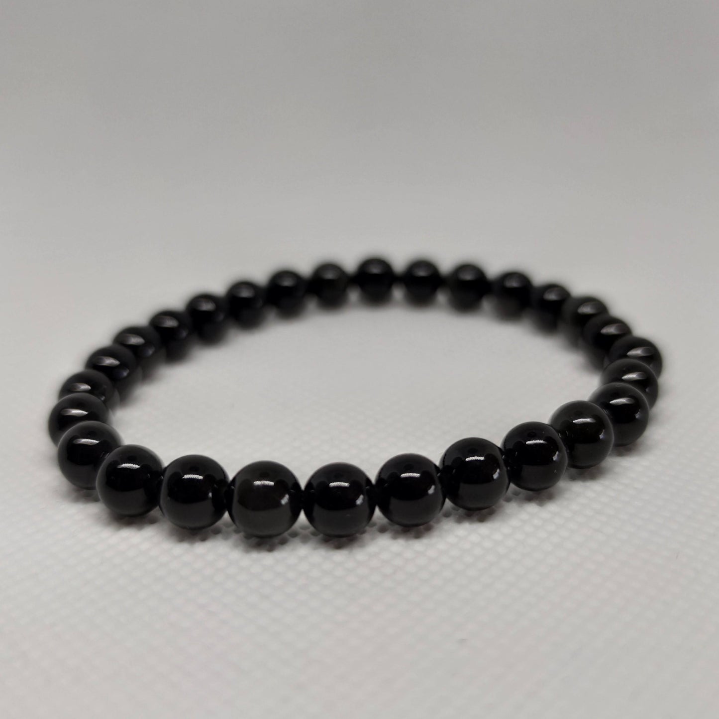 Black Obsidian Round Bead Crystal Bracelet - Rivendell Shop