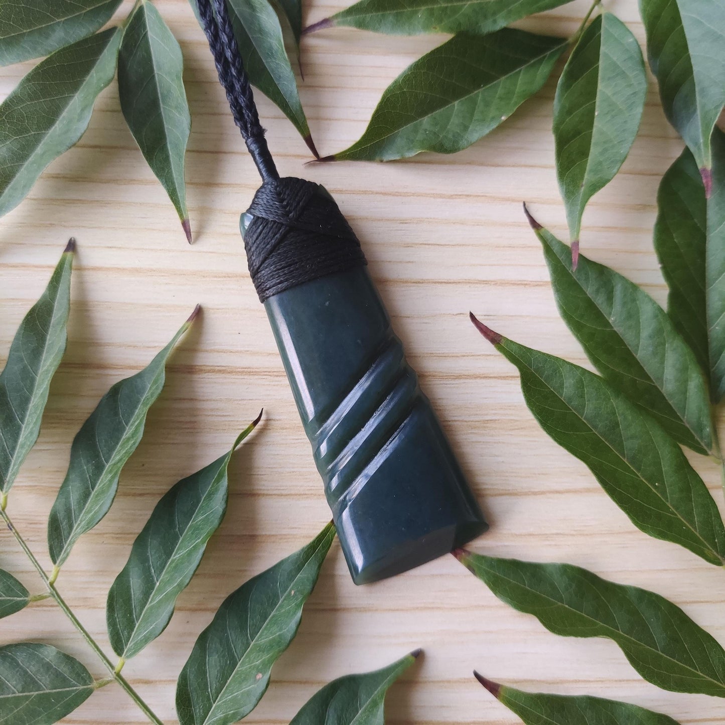 Greenstone Toki Pendant with Carved Detail - Rivendell Shop