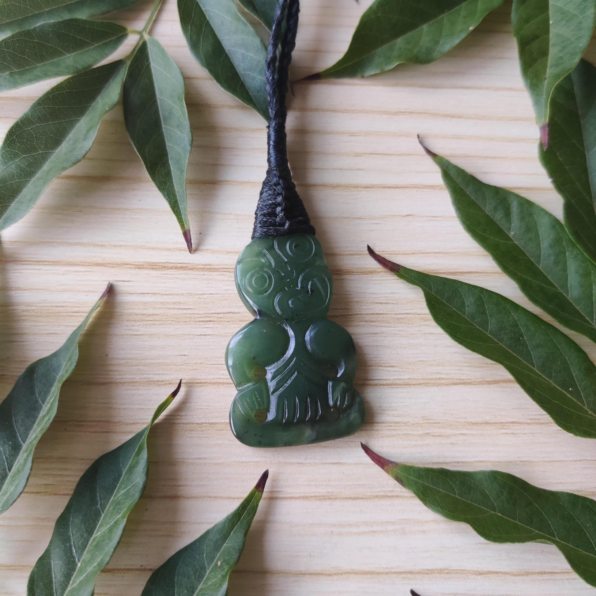 Large Greenstone Tiki Pendant - Rivendell Shop