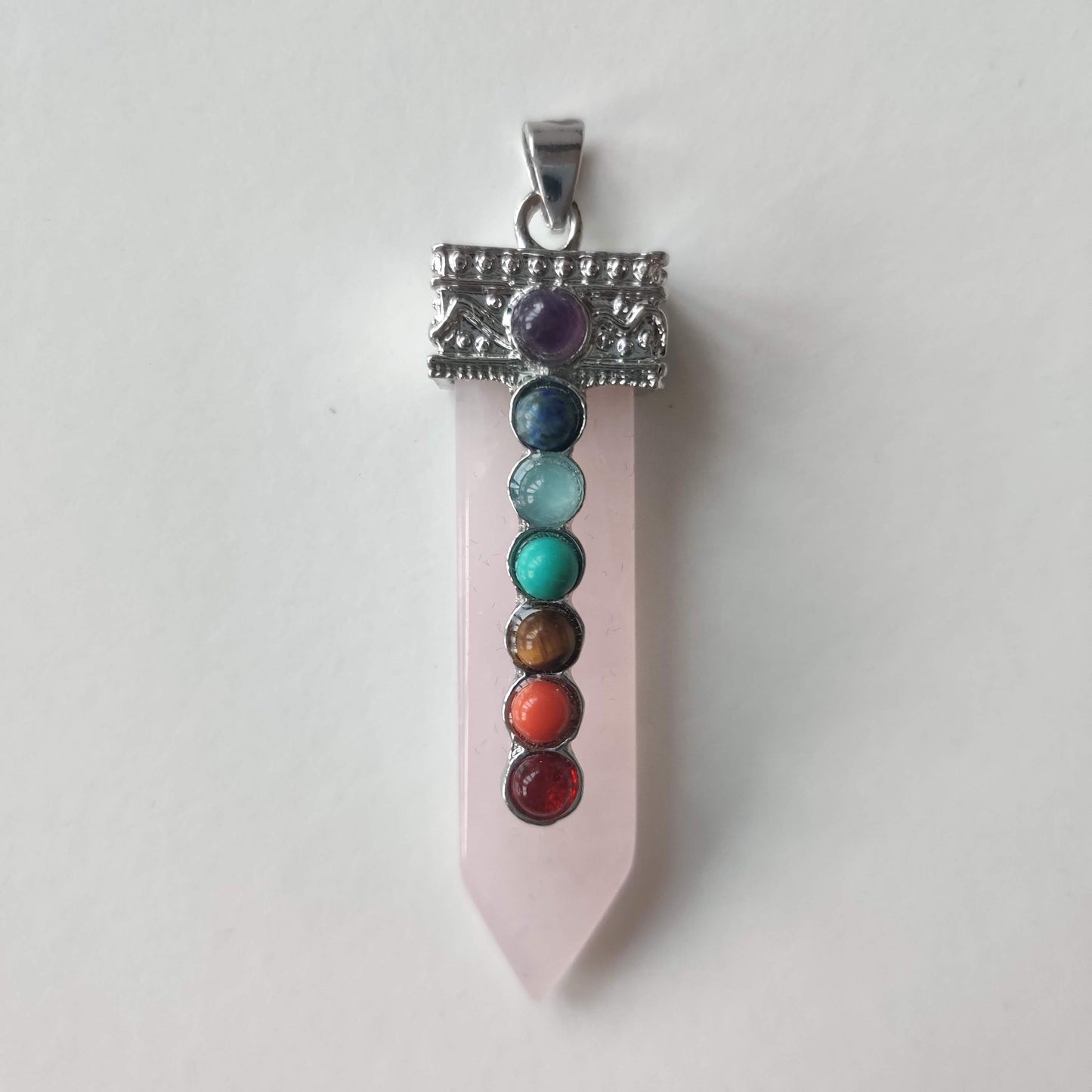 Chakra Rose Quartz Point Pendant - Rivendell Shop