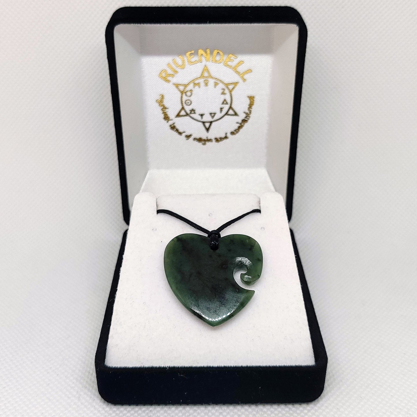 Heart Greenstone Pendant with Koru indentation - Rivendell Shop