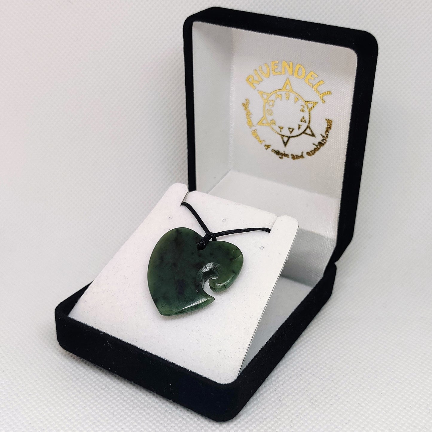 Heart Greenstone Pendant with Koru indentation - Rivendell Shop