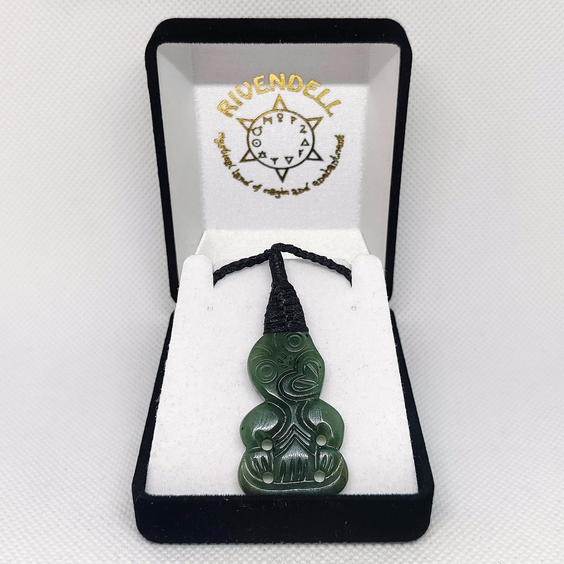 Large Greenstone Tiki Pendant - Rivendell Shop