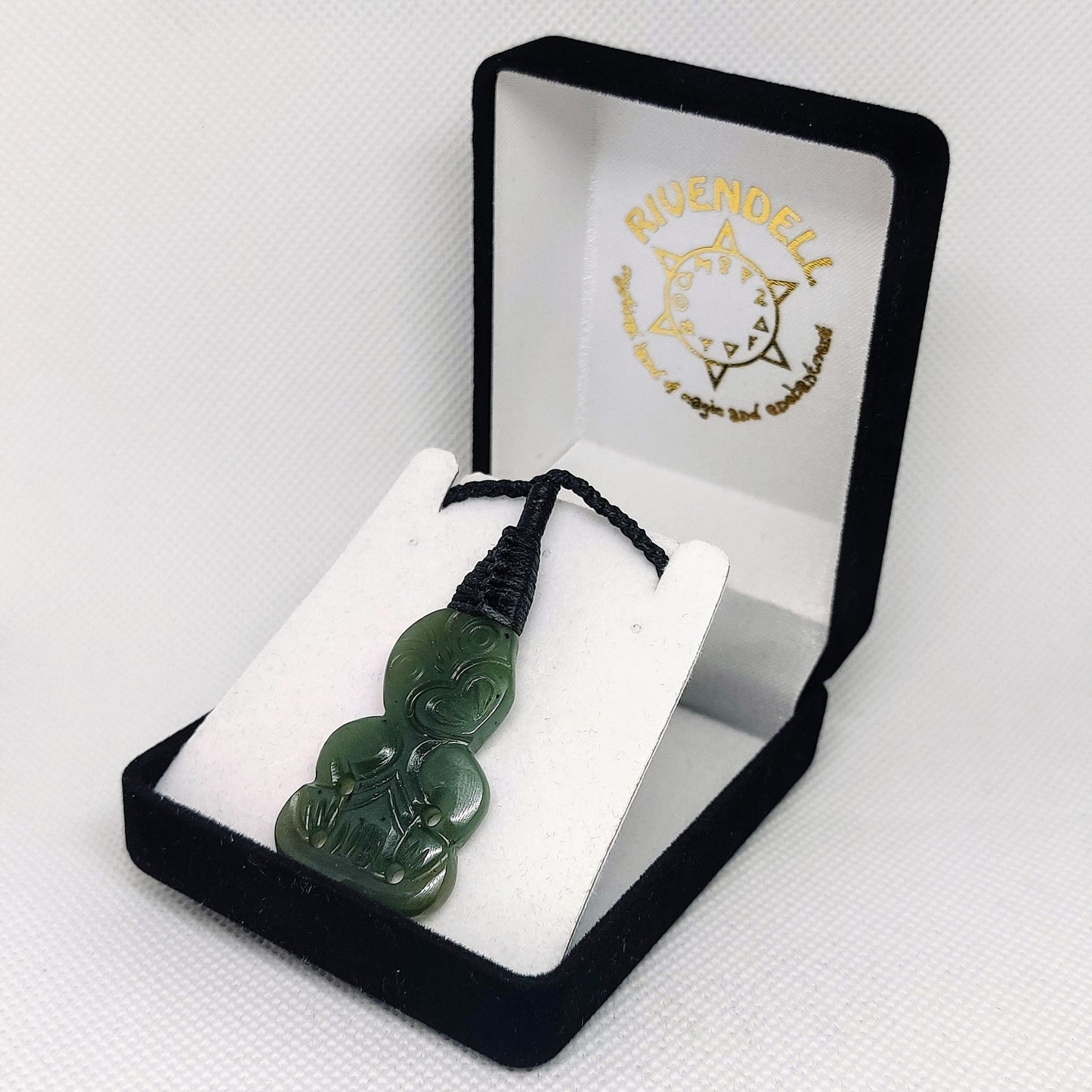 Large Greenstone Tiki Pendant - Rivendell Shop