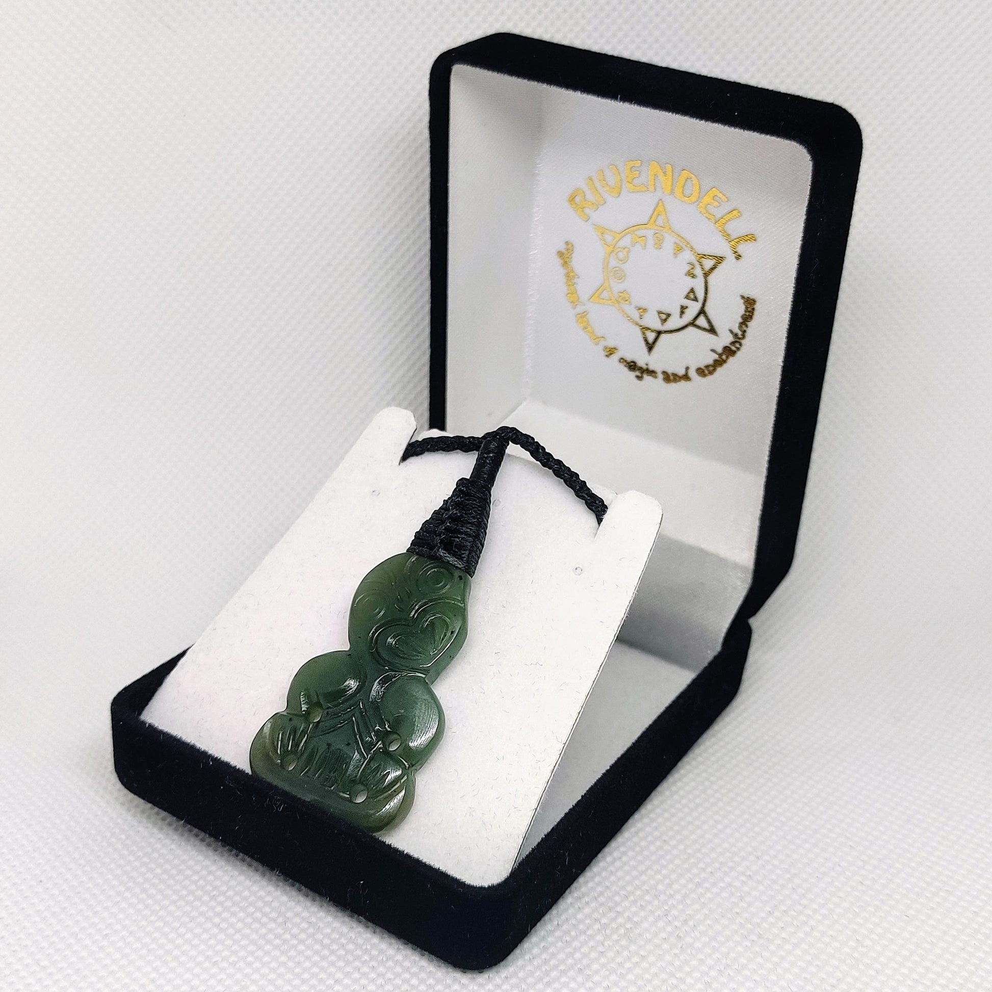 Large Greenstone Tiki Pendant - Rivendell Shop