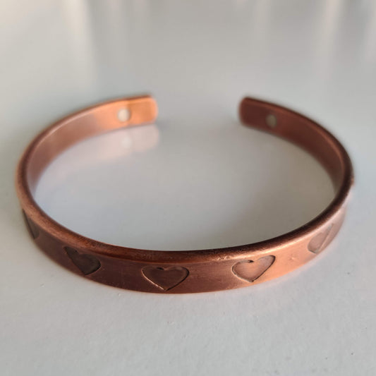 Copper Magnetic Bracelet with Hearts - Rivendell Shop