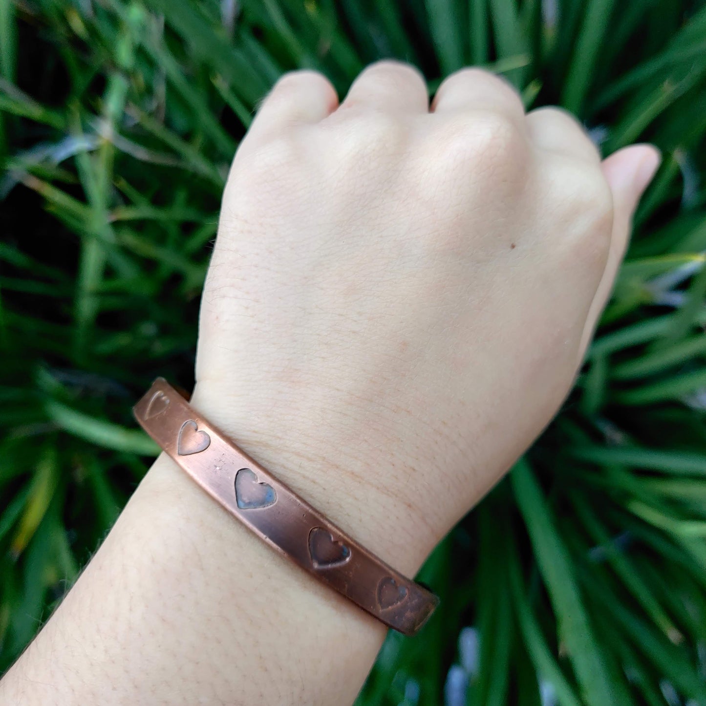 Copper Magnetic Bracelet with Hearts - Rivendell Shop