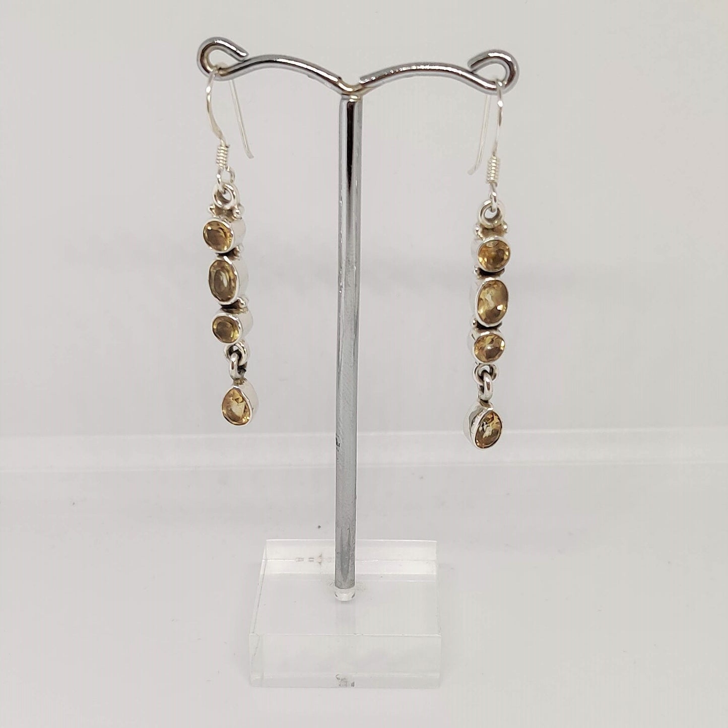 Multistone Citrine 925 Sterling Silver Dangle Earrings - Rivendell Shop