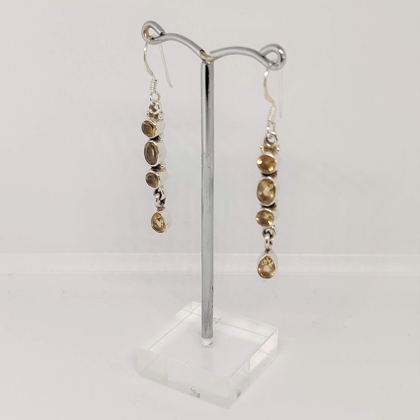 Multistone Citrine 925 Sterling Silver Dangle Earrings - Rivendell Shop