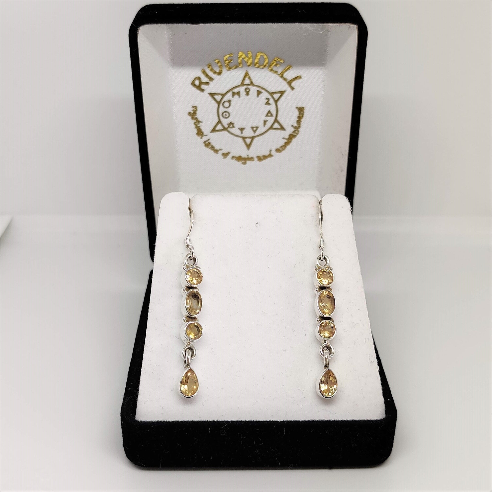 Multistone Citrine 925 Sterling Silver Dangle Earrings - Rivendell Shop