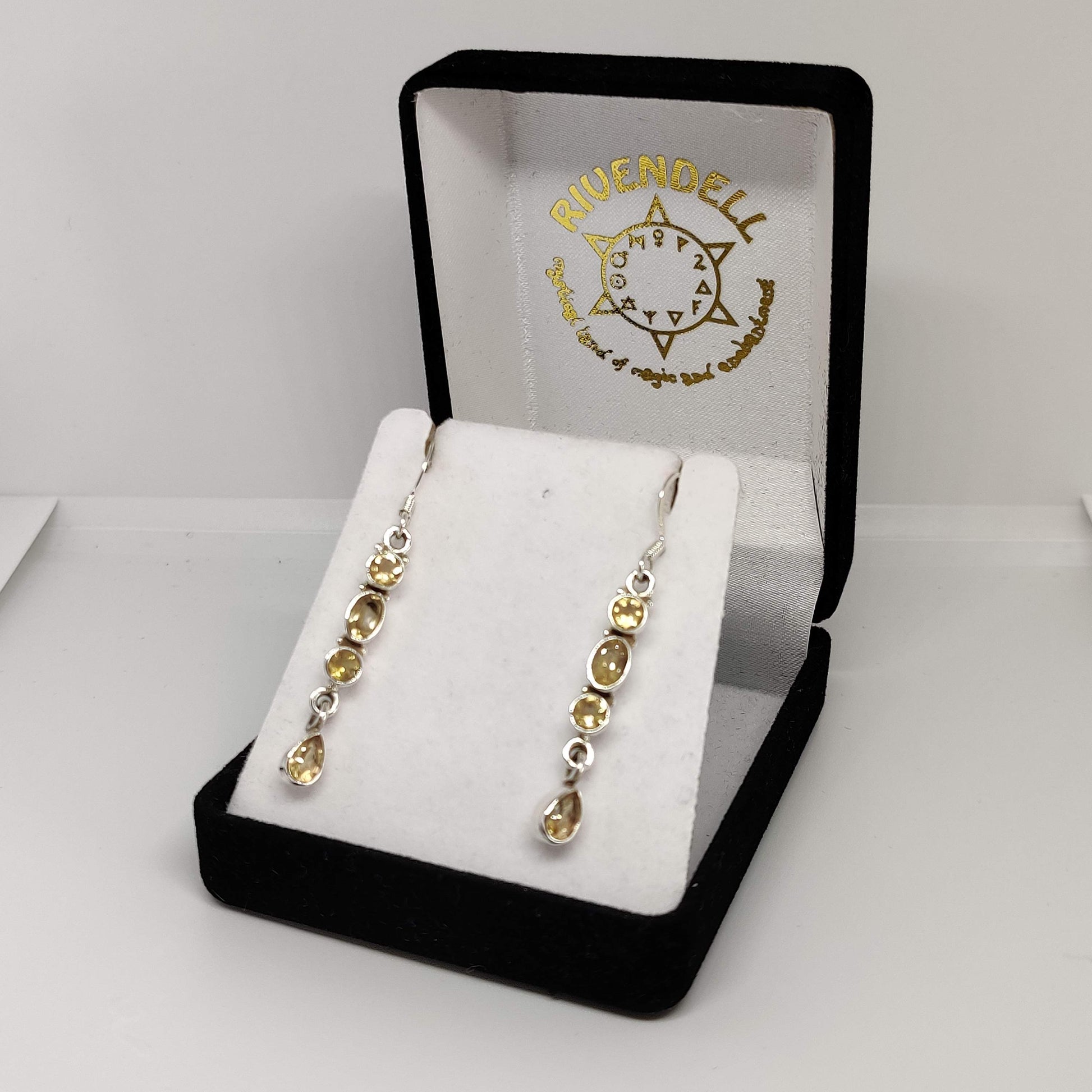 Multistone Citrine 925 Sterling Silver Dangle Earrings - Rivendell Shop