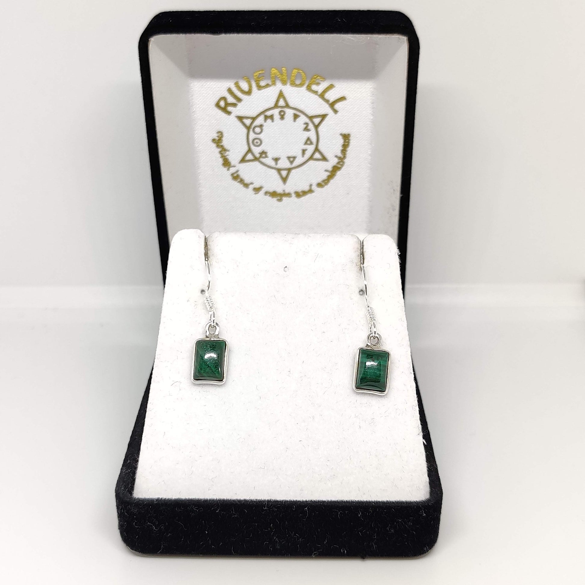 Malachite 925 Sterling Silver Dangle Earrings - Rivendell Shop