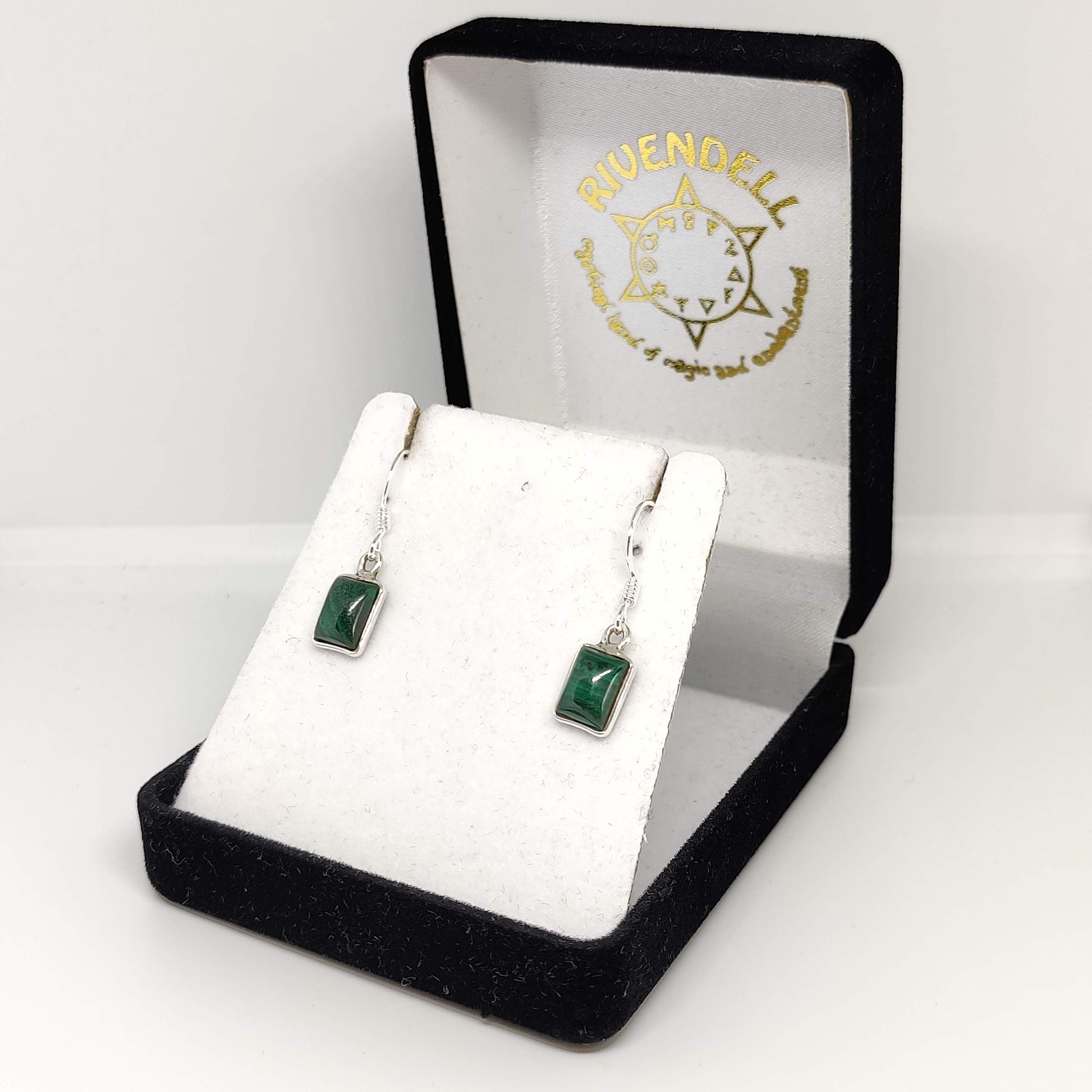 Malachite 925 Sterling Silver Dangle Earrings - Rivendell Shop