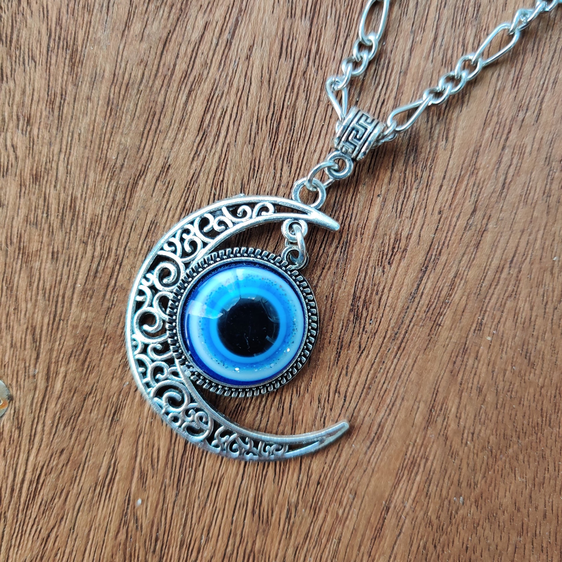 Evil Eye Moon Pendant with Silver Chain - Rivendell Shop