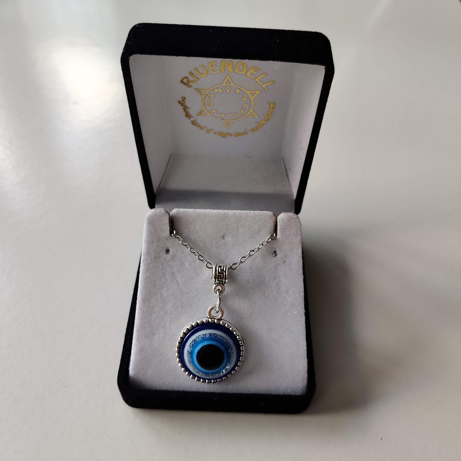 Large Evil Eye Pendant with Silver Chain - Rivendell Shop