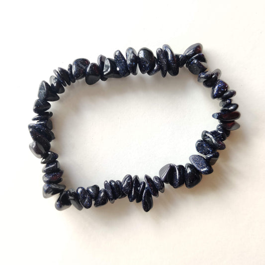 Blue Goldstone Chip Crystal Bracelet - Rivendell Shop